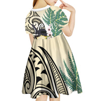 Endemic Tomtit New Zealand Kid Short Sleeve Dress Miromiro Manuka Silver Fern Maori Pattern LT14 - Polynesian Pride
