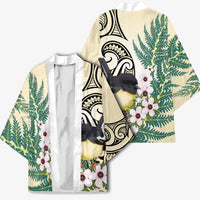 Endemic Tomtit New Zealand Kimono Miromiro Manuka Silver Fern Maori Pattern