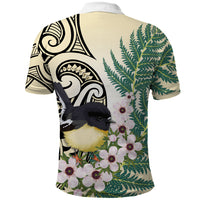 Endemic Tomtit New Zealand Polo Shirt Miromiro Manuka Silver Fern Maori Pattern