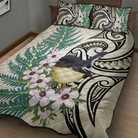 Endemic Tomtit New Zealand Quilt Bed Set Miromiro Manuka Silver Fern Maori Pattern