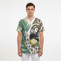 Endemic Tomtit New Zealand Scrub Top Miromiro Manuka Silver Fern Maori Pattern