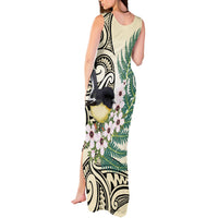 Endemic Tomtit New Zealand Tank Maxi Dress Miromiro Manuka Silver Fern Maori Pattern