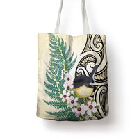 Endemic Tomtit New Zealand Tote Bag Miromiro Manuka Silver Fern Maori Pattern