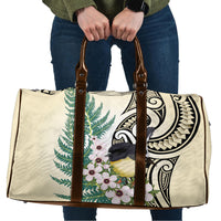 Endemic Tomtit New Zealand Travel Bag Miromiro Manuka Silver Fern Maori Pattern