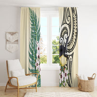 Endemic Tomtit New Zealand Window Curtain Miromiro Manuka Silver Fern Maori Pattern