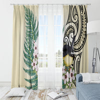 Endemic Tomtit New Zealand Window Curtain Miromiro Manuka Silver Fern Maori Pattern