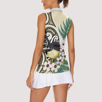 Endemic Tomtit New Zealand Women Sleeveless Polo Shirt Miromiro Manuka Silver Fern Maori Pattern LT14 - Polynesian Pride