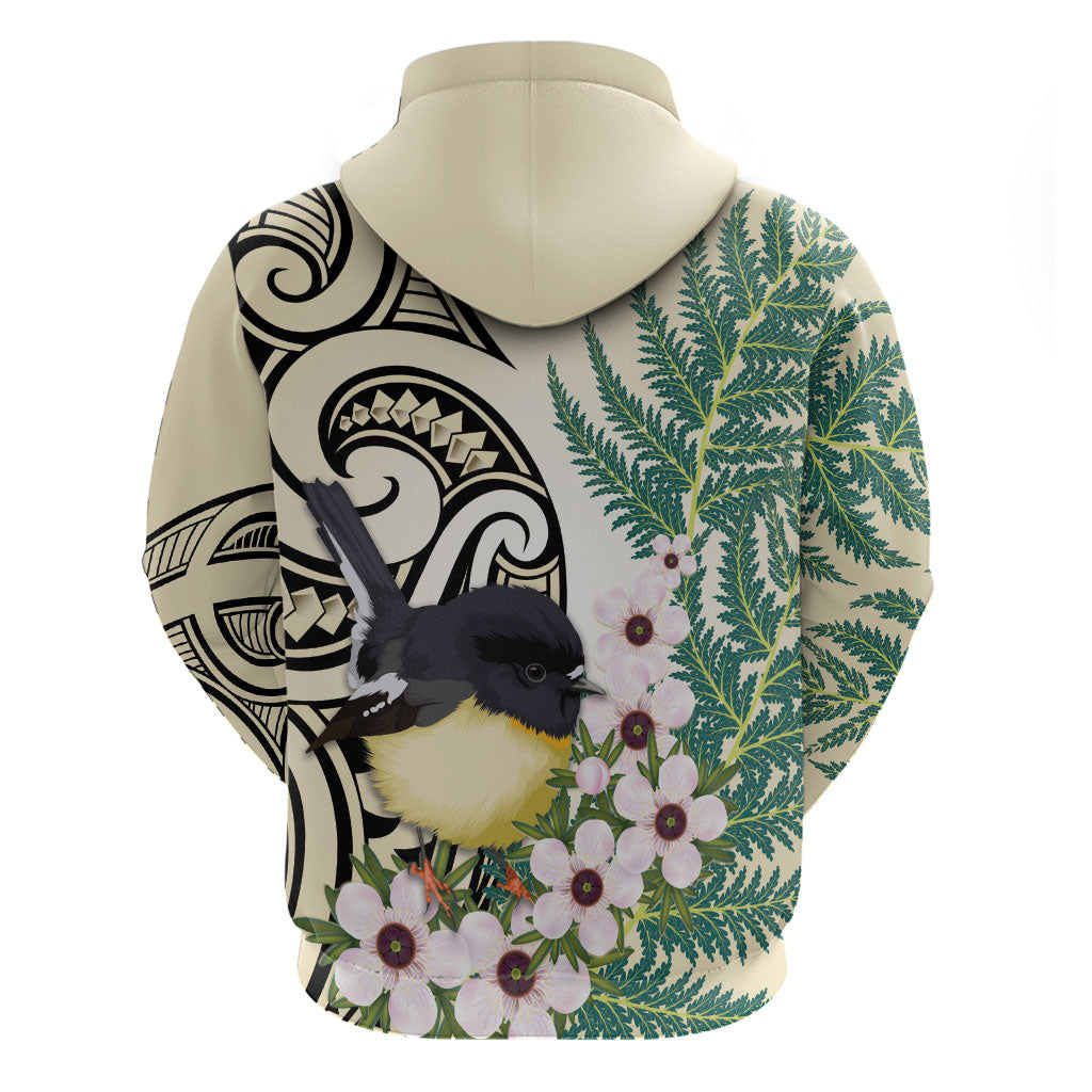 Endemic Tomtit New Zealand Zip Hoodie Miromiro Manuka Silver Fern Maori Pattern