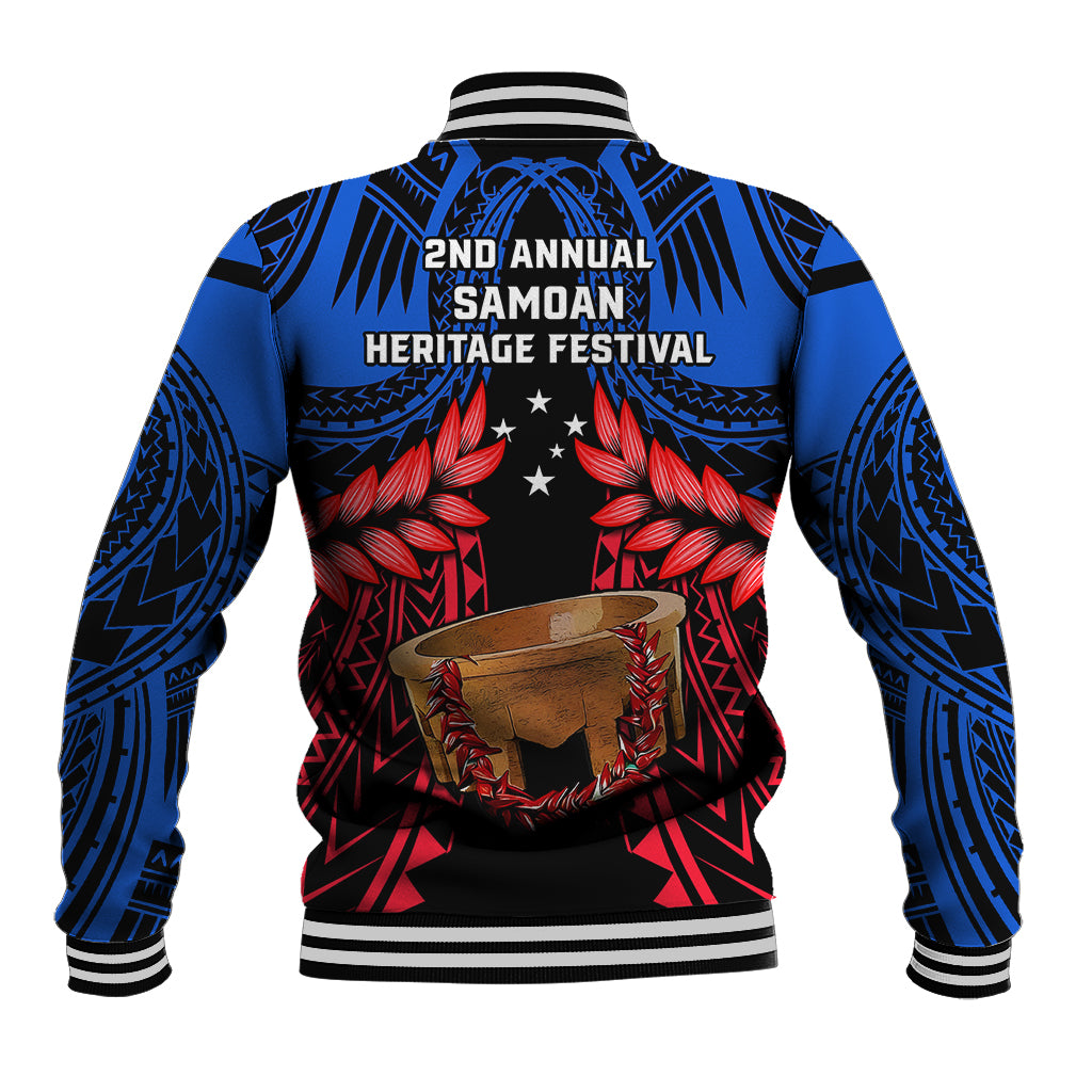 Samoa Baseball Jacket Heritage Festival Samoan Tattoo With Ula Fala Kava Bowl LT14 - Polynesian Pride