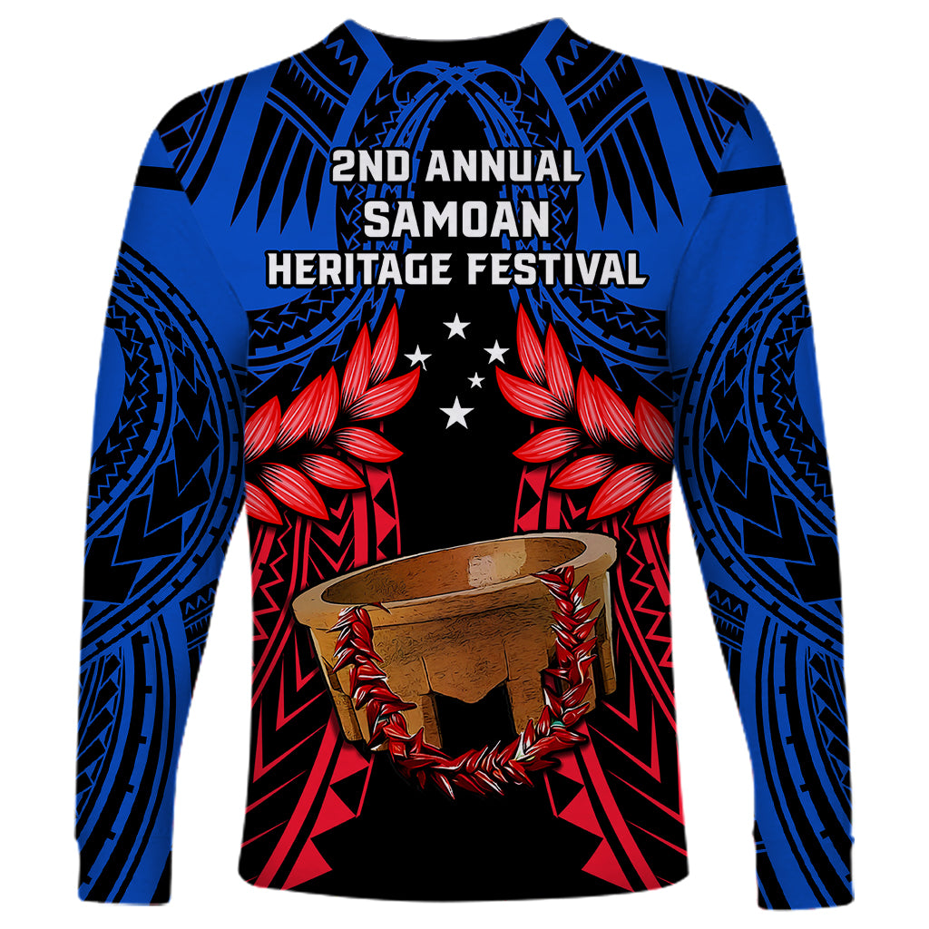 Samoa Long Sleeve Shirt Heritage Festival Samoan Tattoo With Ula Fala Kava Bowl LT14 - Polynesian Pride