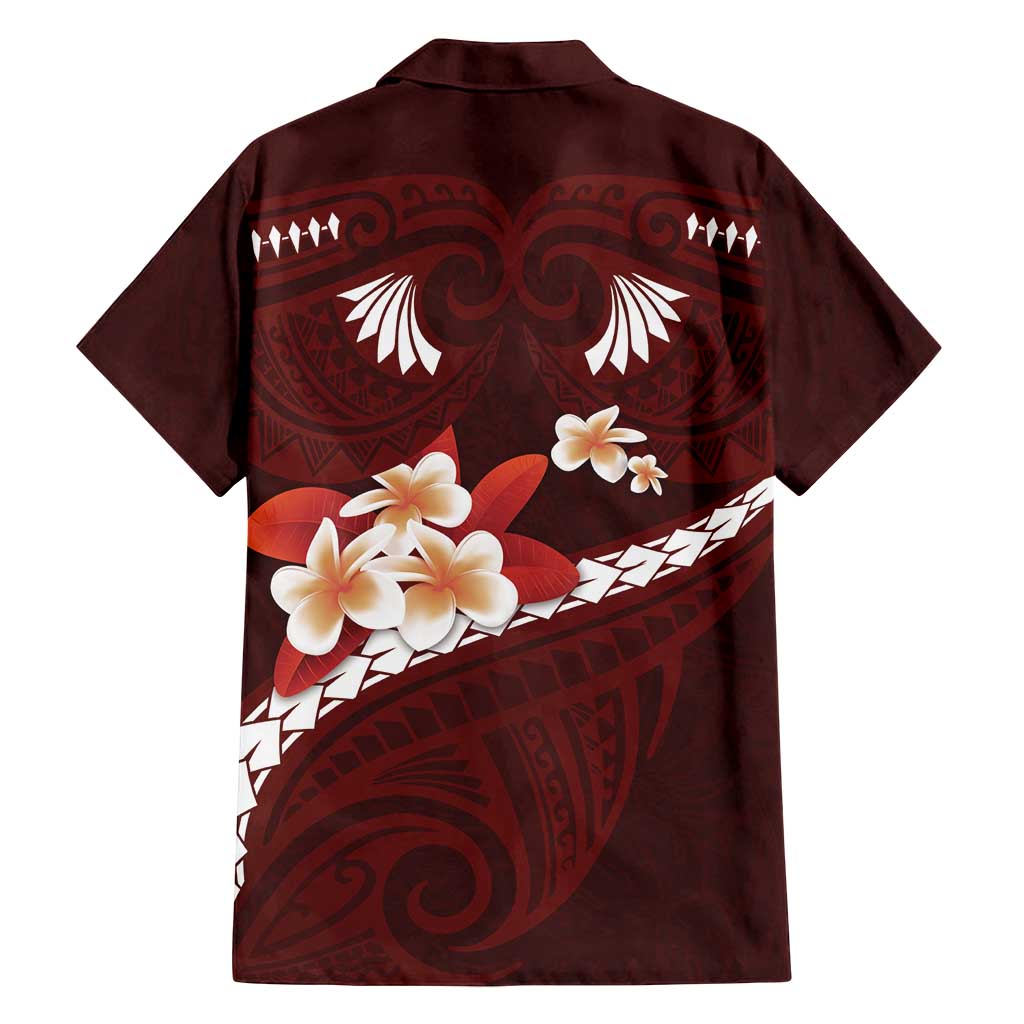 Oxblood Polynesia Family Matching Long Sleeve Bodycon Dress and Hawaiian Shirt Tribal Pattern Tropical Frangipani LT14 - Polynesian Pride
