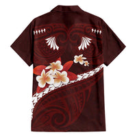 Oxblood Polynesia Family Matching Short Sleeve Bodycon Dress and Hawaiian Shirt Tribal Pattern Tropical Frangipani LT14 - Polynesian Pride