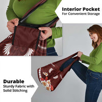 Oxblood Polynesia Grocery Bag Tribal Pattern Tropical Frangipani