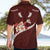 Oxblood Polynesia Hawaiian Shirt Tribal Pattern Tropical Frangipani