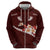 Oxblood Polynesia Hoodie Tribal Pattern Tropical Frangipani