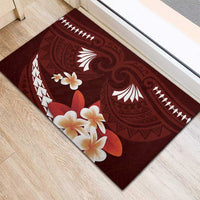 Oxblood Polynesia Rubber Doormat Tribal Pattern Tropical Frangipani