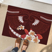 Oxblood Polynesia Rubber Doormat Tribal Pattern Tropical Frangipani