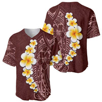 Oxblood Tropical Plumeria With Galaxy Polynesian Art Baseball Jersey