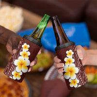 Oxblood Tropical Plumeria With Galaxy Polynesian Art 4 in 1 Can Cooler Tumbler