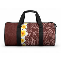 Oxblood Tropical Plumeria With Galaxy Polynesian Art Duffle Bag