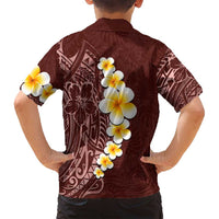 Oxblood Tropical Plumeria With Galaxy Polynesian Art Family Matching Long Sleeve Bodycon Dress and Hawaiian Shirt LT14 - Polynesian Pride