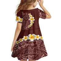 Oxblood Tropical Plumeria With Galaxy Polynesian Art Family Matching Off Shoulder Maxi Dress and Hawaiian Shirt