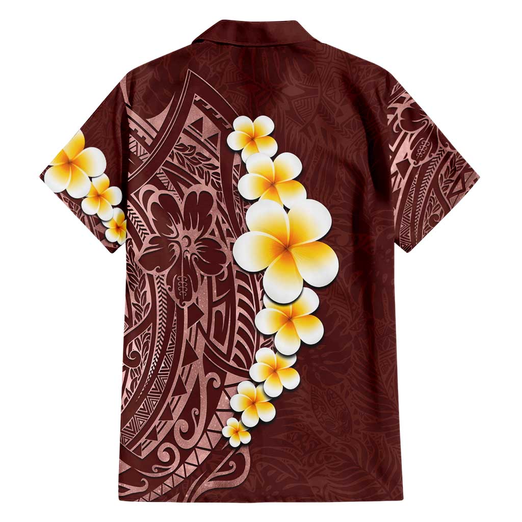 Oxblood Tropical Plumeria With Galaxy Polynesian Art Family Matching Short Sleeve Bodycon Dress and Hawaiian Shirt LT14 - Polynesian Pride