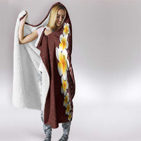 Oxblood Tropical Plumeria With Galaxy Polynesian Art Hooded Blanket