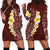 Oxblood Tropical Plumeria With Galaxy Polynesian Art Hoodie Dress