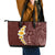 Oxblood Tropical Plumeria With Galaxy Polynesian Art Leather Tote Bag