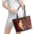 Oxblood Tropical Plumeria With Galaxy Polynesian Art Leather Tote Bag