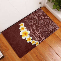 Oxblood Tropical Plumeria With Galaxy Polynesian Art Rubber Doormat