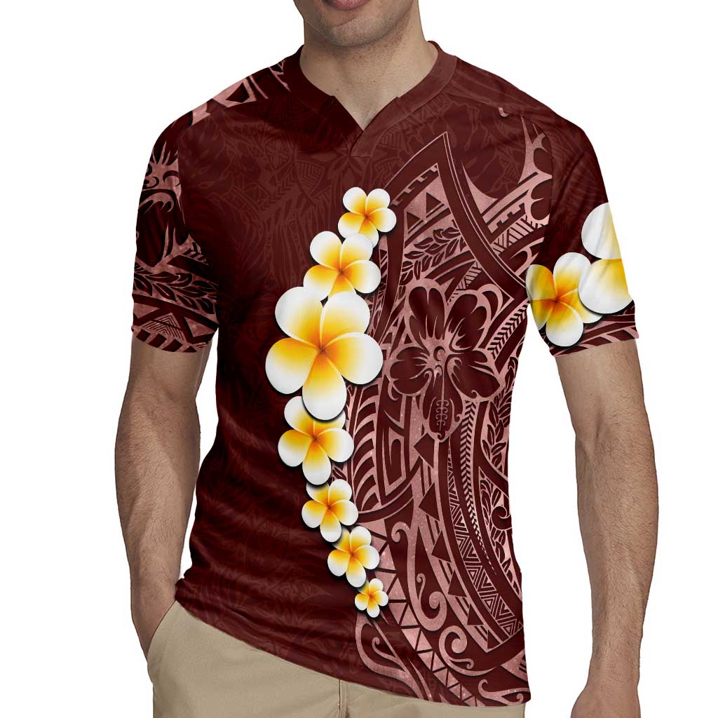 Oxblood Tropical Plumeria With Galaxy Polynesian Art Rugby Jersey