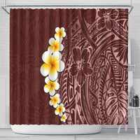 Oxblood Tropical Plumeria With Galaxy Polynesian Art Shower Curtain