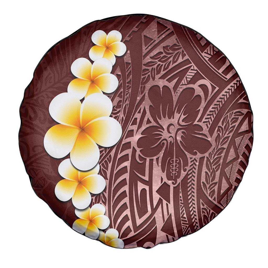 Oxblood Tropical Plumeria With Galaxy Polynesian Art Spare Tire Cover