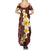 Oxblood Tropical Plumeria With Galaxy Polynesian Art Summer Maxi Dress