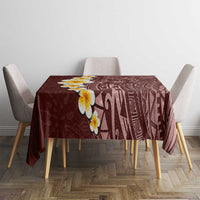 Oxblood Tropical Plumeria With Galaxy Polynesian Art Tablecloth