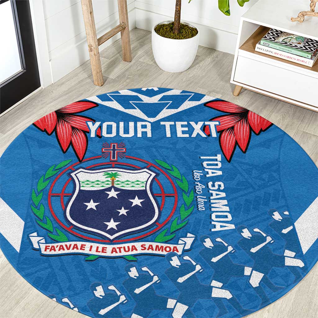 Custom Toa Samoa Rugby Round Carpet Samoan Siva Tau Uso Aso Uma