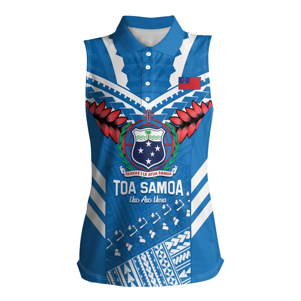 Custom Toa Samoa Rugby Women Sleeveless Polo Shirt Samoan Siva Tau Uso Aso Uma