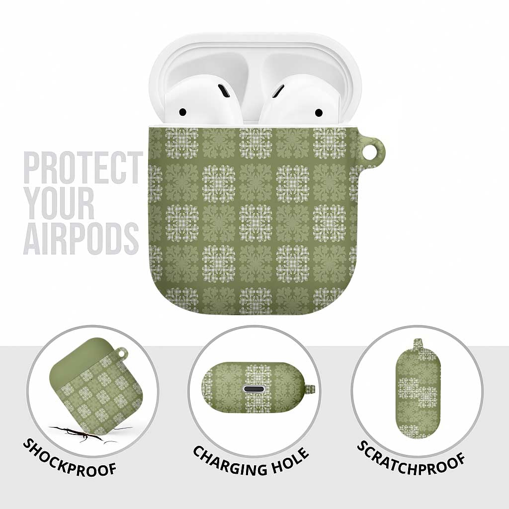Vesuvian Green Palaka Quilt Hawaii AirPods Case Traditional Hawaii-plaid Pattern - Polynesian Pride