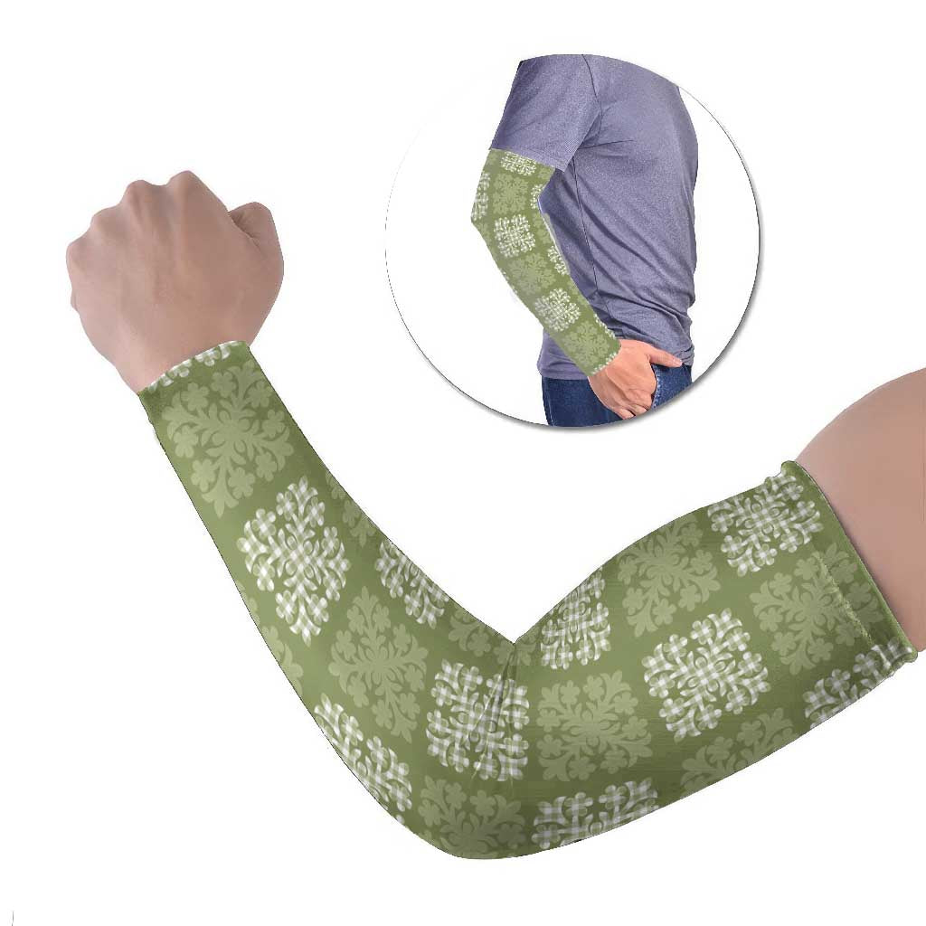 Vesuvian Green Palaka Quilt Hawaii Arm Sleeves Traditional Hawaii-plaid Pattern - Polynesian Pride