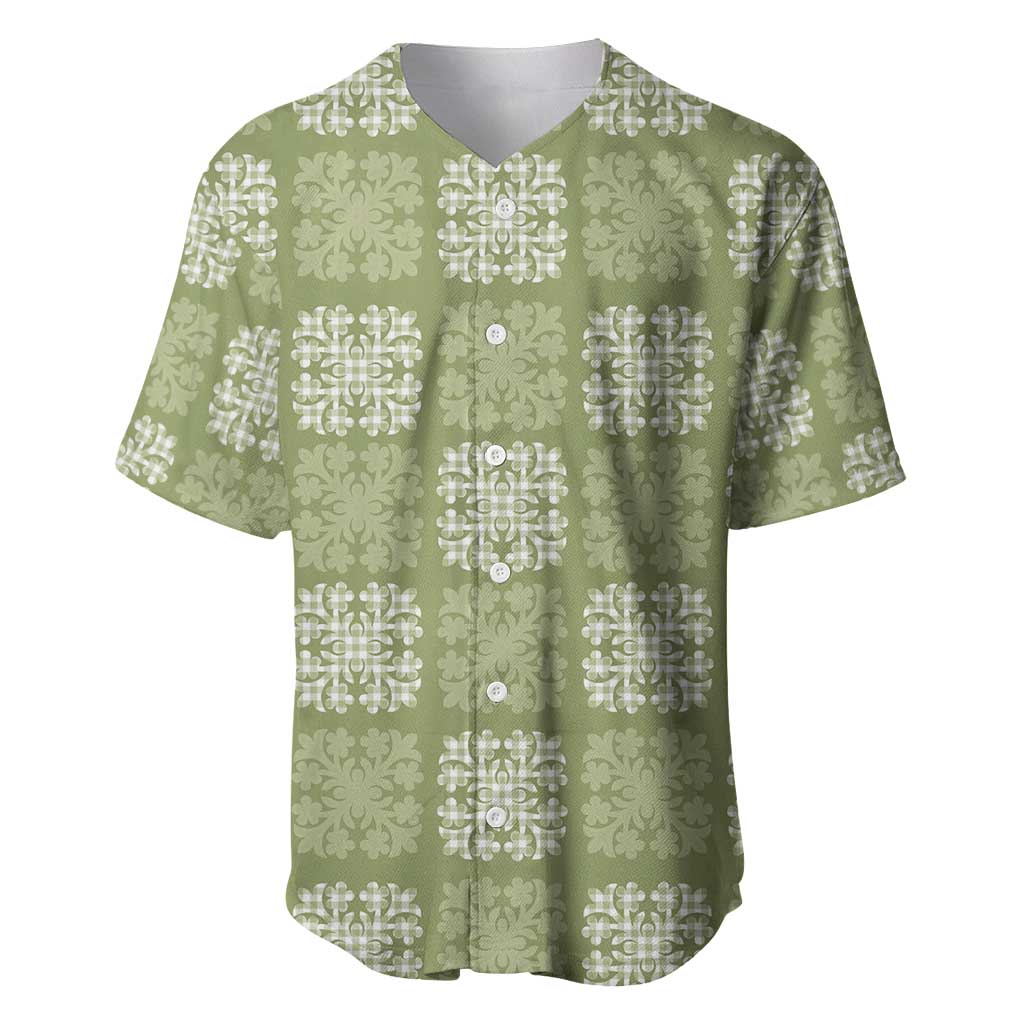 Vesuvian Green Palaka Quilt Hawaii Baseball Jersey Traditional Hawaii-plaid Pattern - Polynesian Pride