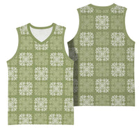 Vesuvian Green Palaka Quilt Hawaii Basketball Jersey Traditional Hawaii-plaid Pattern - Polynesian Pride