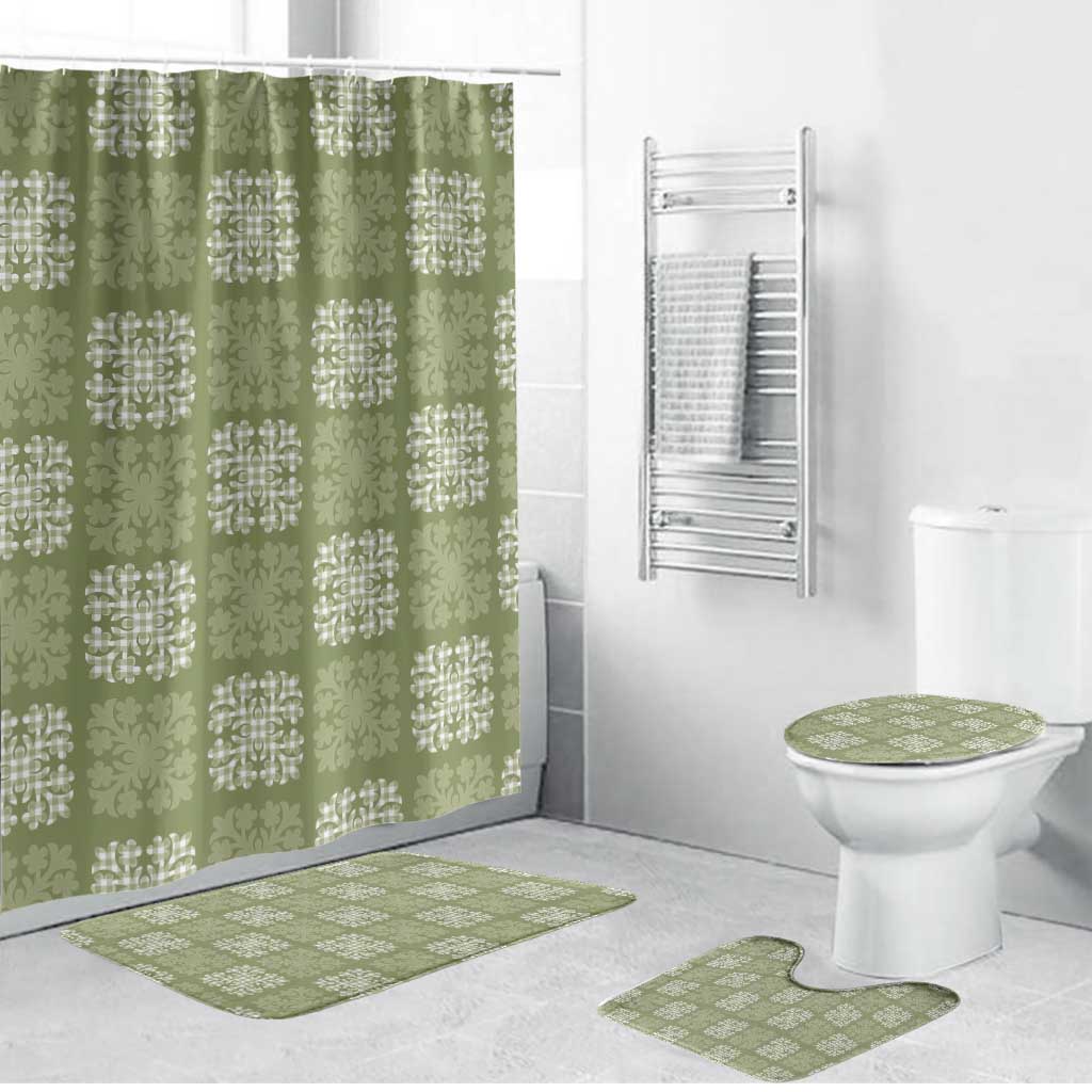 Vesuvian Green Palaka Quilt Hawaii Bathroom Set Traditional Hawaii-plaid Pattern - Polynesian Pride