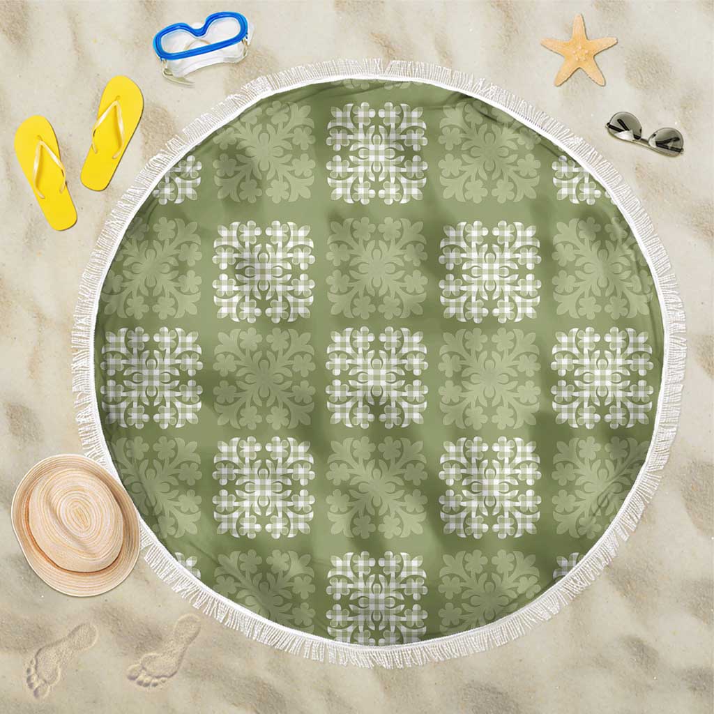 Vesuvian Green Palaka Quilt Hawaii Beach Blanket Traditional Hawaii-plaid Pattern - Polynesian Pride