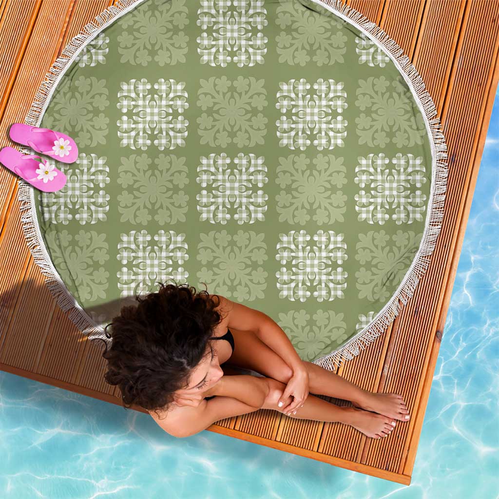 Vesuvian Green Palaka Quilt Hawaii Beach Blanket Traditional Hawaii-plaid Pattern - Polynesian Pride