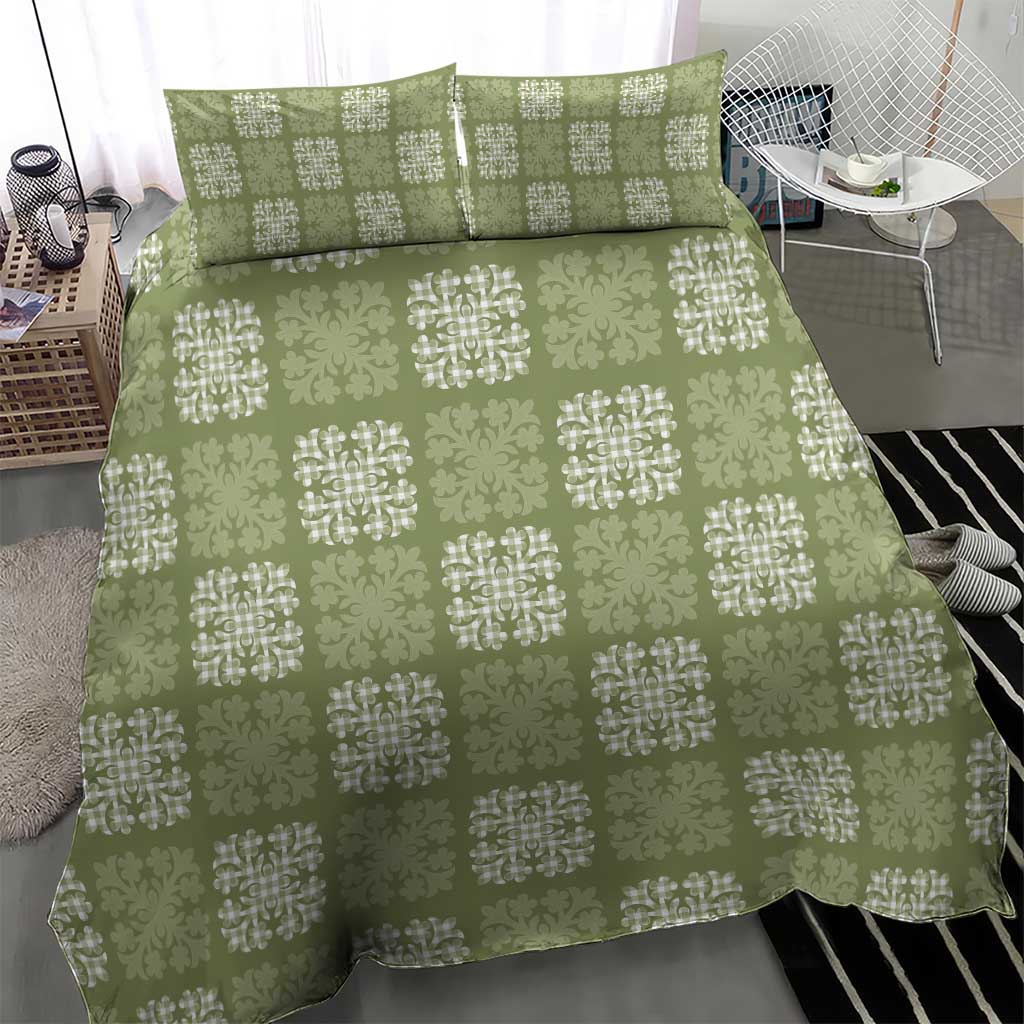 Vesuvian Green Palaka Quilt Hawaii Bedding Set Traditional Hawaii-plaid Pattern - Polynesian Pride