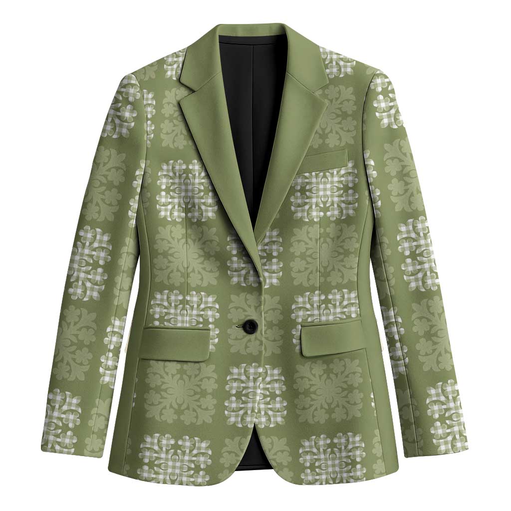 Vesuvian Green Palaka Quilt Hawaii Blazer Traditional Hawaii-plaid Pattern - Polynesian Pride