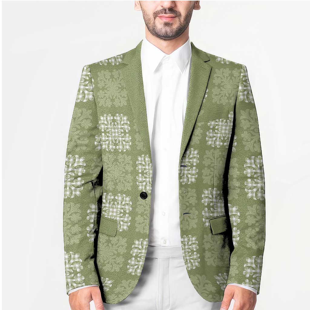 Vesuvian Green Palaka Quilt Hawaii Blazer Traditional Hawaii-plaid Pattern - Polynesian Pride