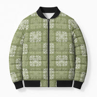 Vesuvian Green Palaka Quilt Hawaii Bomber Puffer Jacket Traditional Hawaii-plaid Pattern - Polynesian Pride